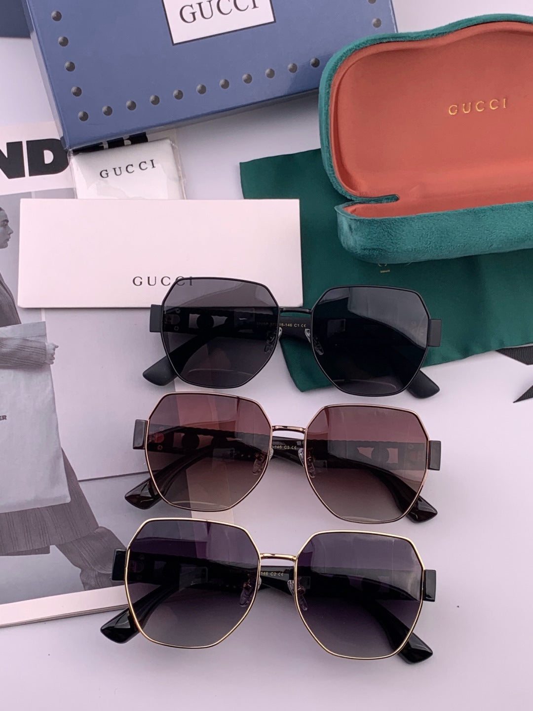 Gucci G1370 Metal Square Pink Lens Sunglasses for Men & Women - 493400 - detail image 7