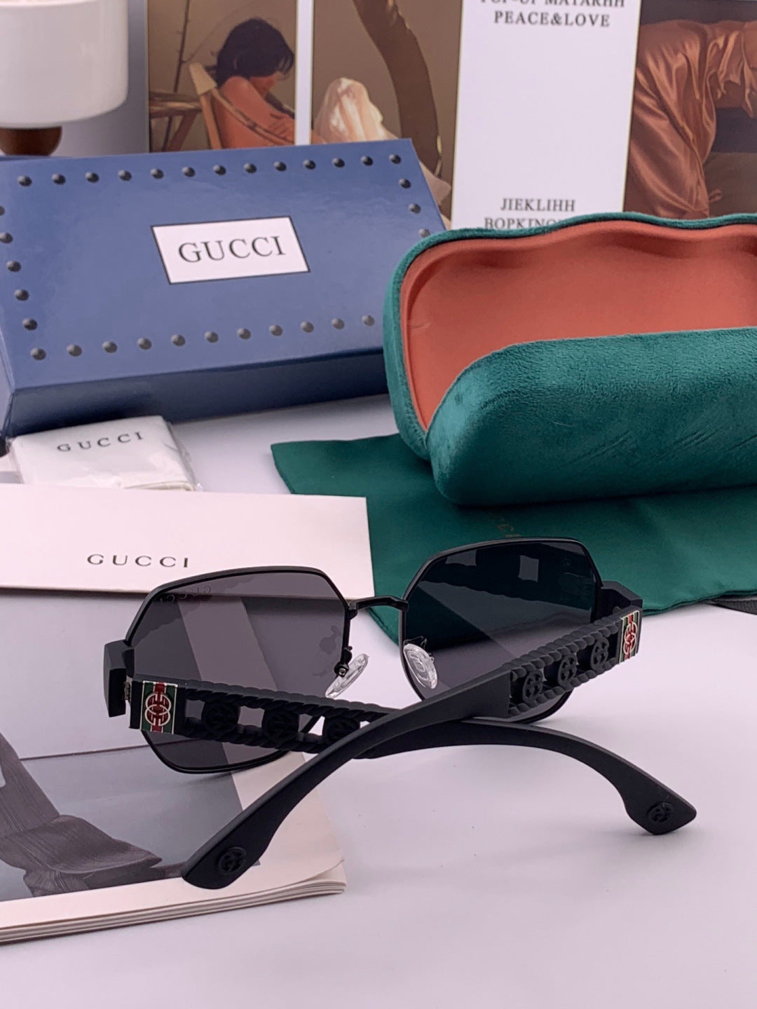 Gucci G1370 Metal Square Pink Lens Sunglasses for Men & Women - 493400 - detail image 5