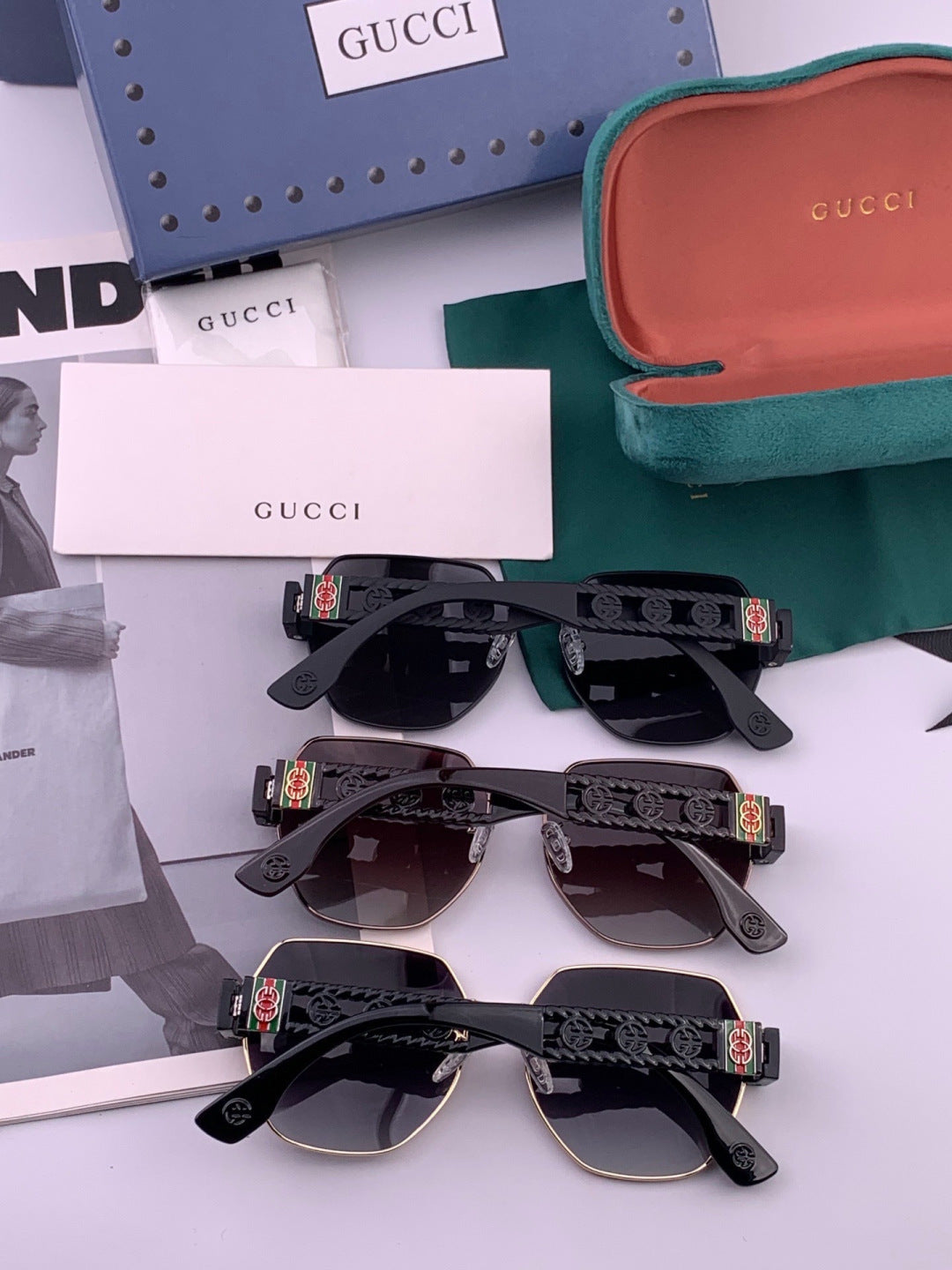 Gucci G1370 Metal Square Pink Lens Sunglasses for Men & Women - 493400 - detail image 6