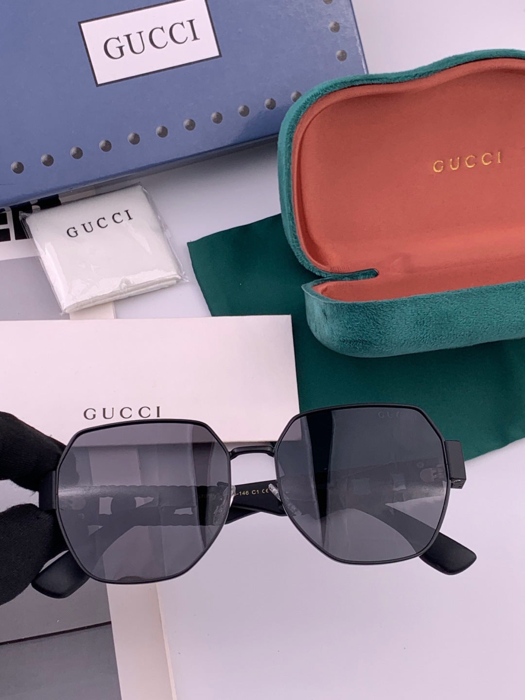 Gucci G1370 Metal Square Pink Lens Sunglasses for Men & Women