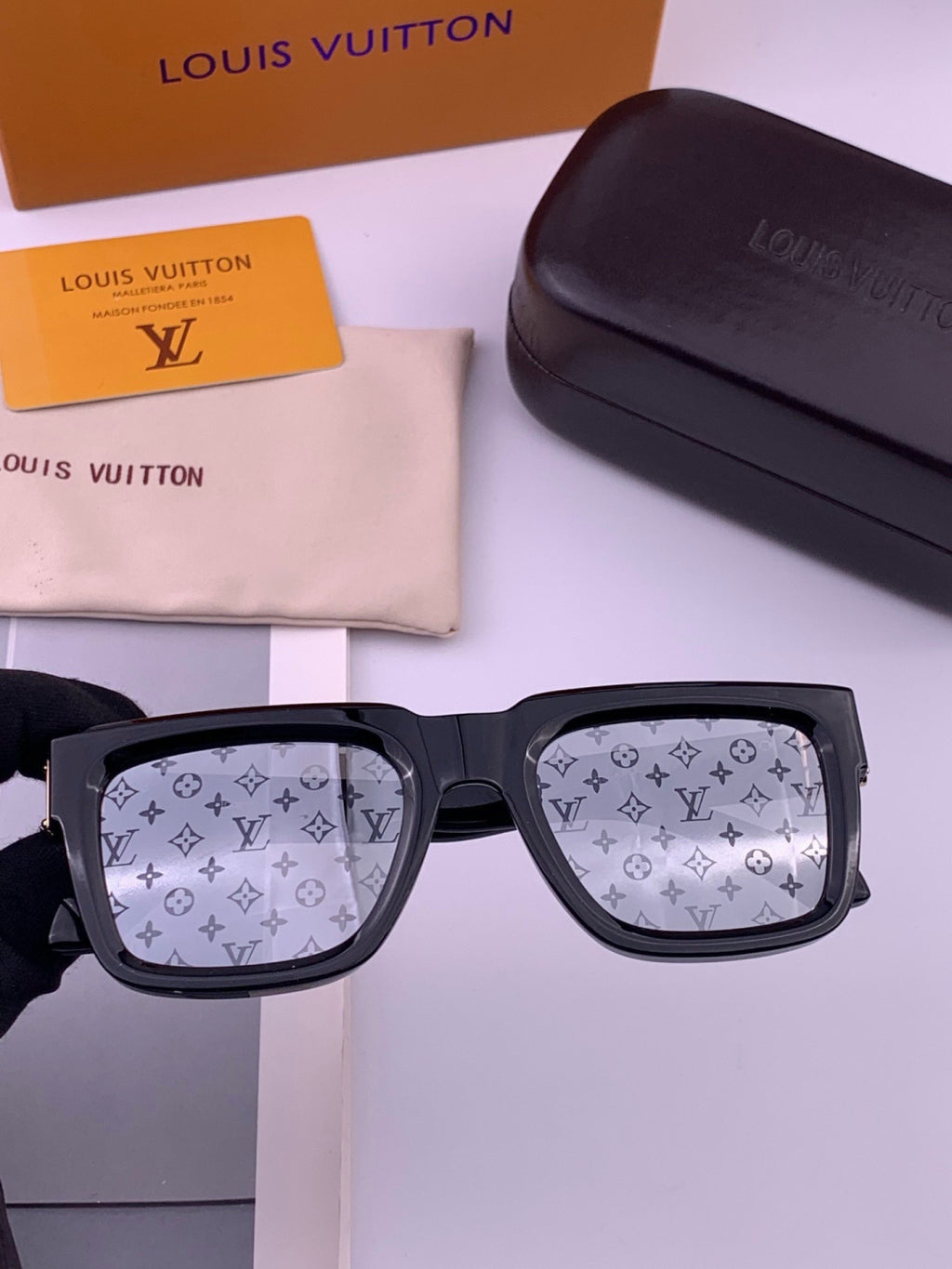 Louis Vuitton L4443 Square Black Lens Sunglasses for Women