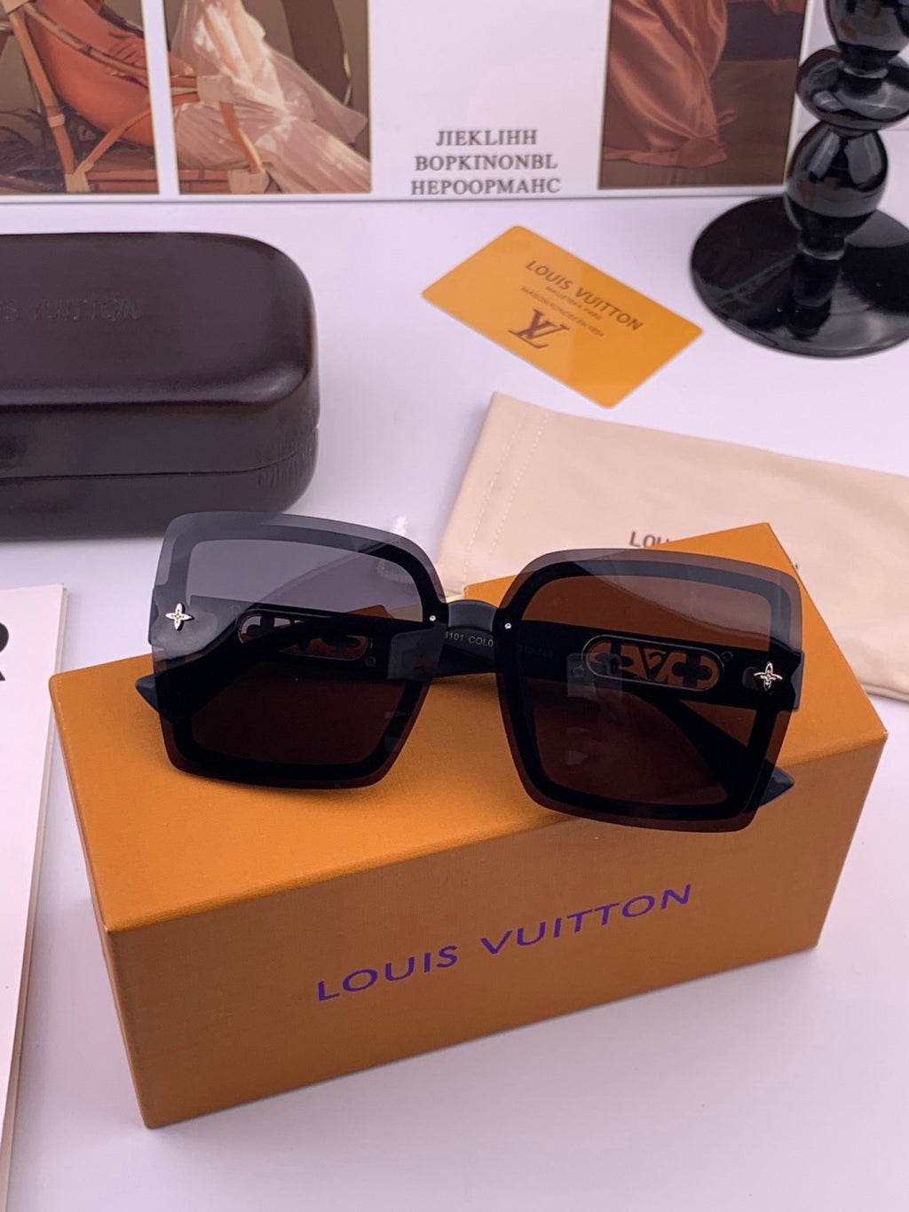 Louis Vuitton Polarized Square Brown Lens Sunglasses for Men & Women - detail image 7