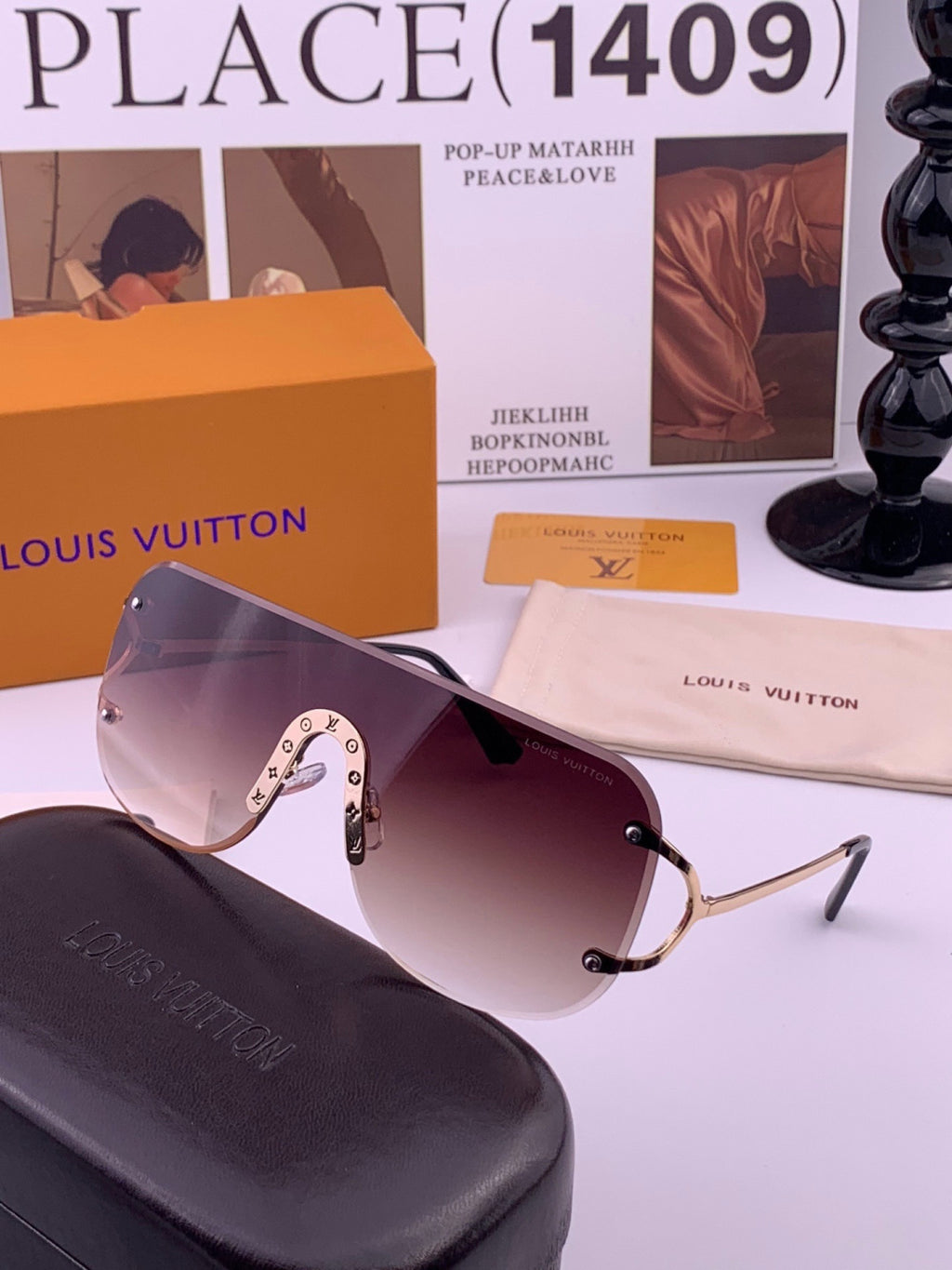 Louis Vuitton L61759 Aviator Gold Lens Sunglasses for Men & Women - detail image 4