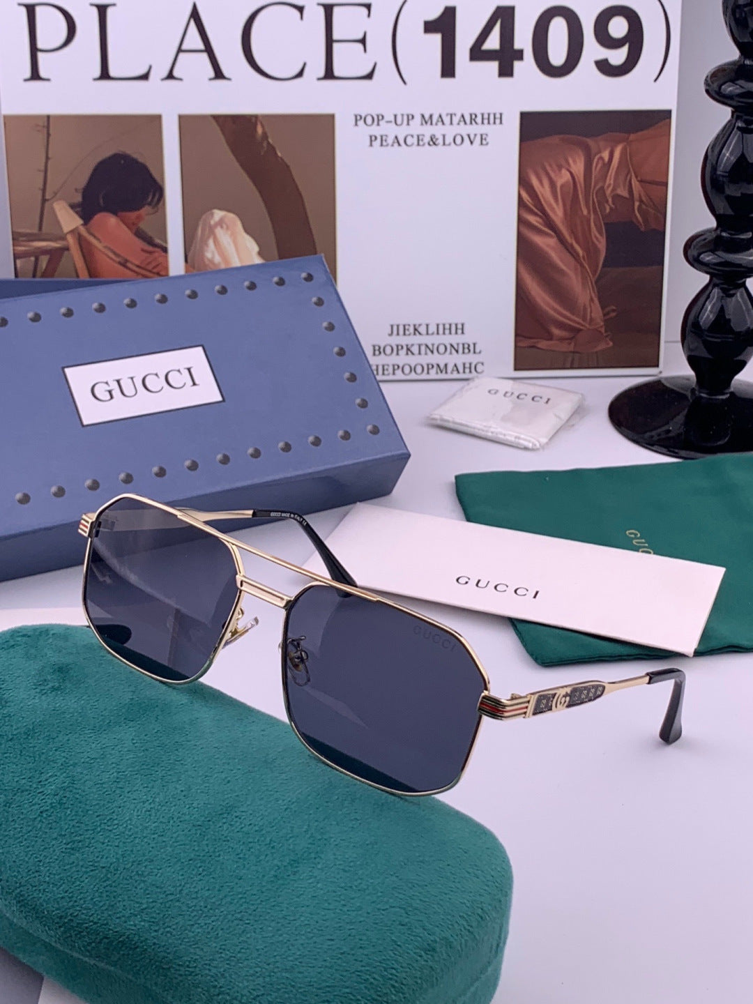 Gucci G8902 Aviator Gold Lens Sunglasses for Men & Women - detail image 6