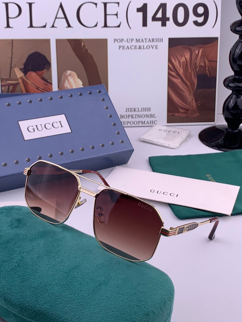 Gucci G8902 Aviator Gold Lens Sunglasses for Men & Women - detail image 4