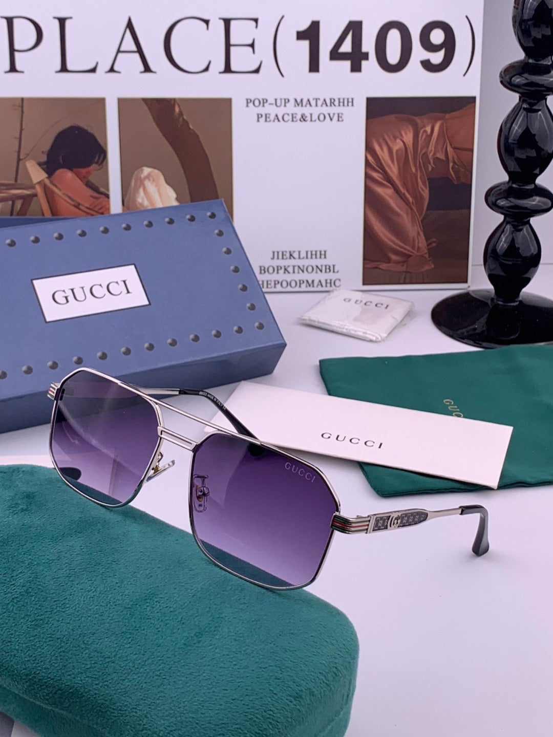 Gucci G8902 Aviator Gold Lens Sunglasses for Men & Women - detail image 5