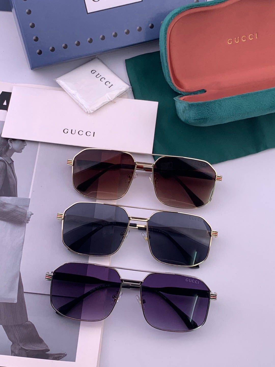 Gucci G8902 Aviator Gold Lens Sunglasses for Men & Women - detail image 7