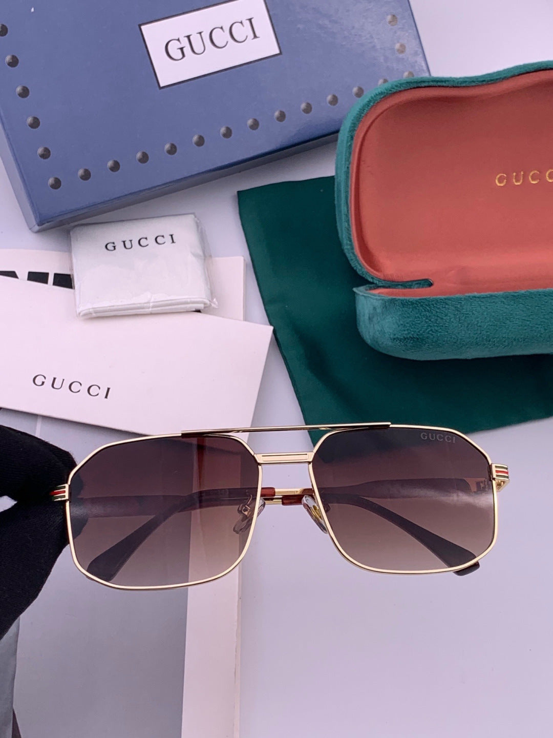 Gucci G8902 Aviator Gold Lens Sunglasses for Men & Women