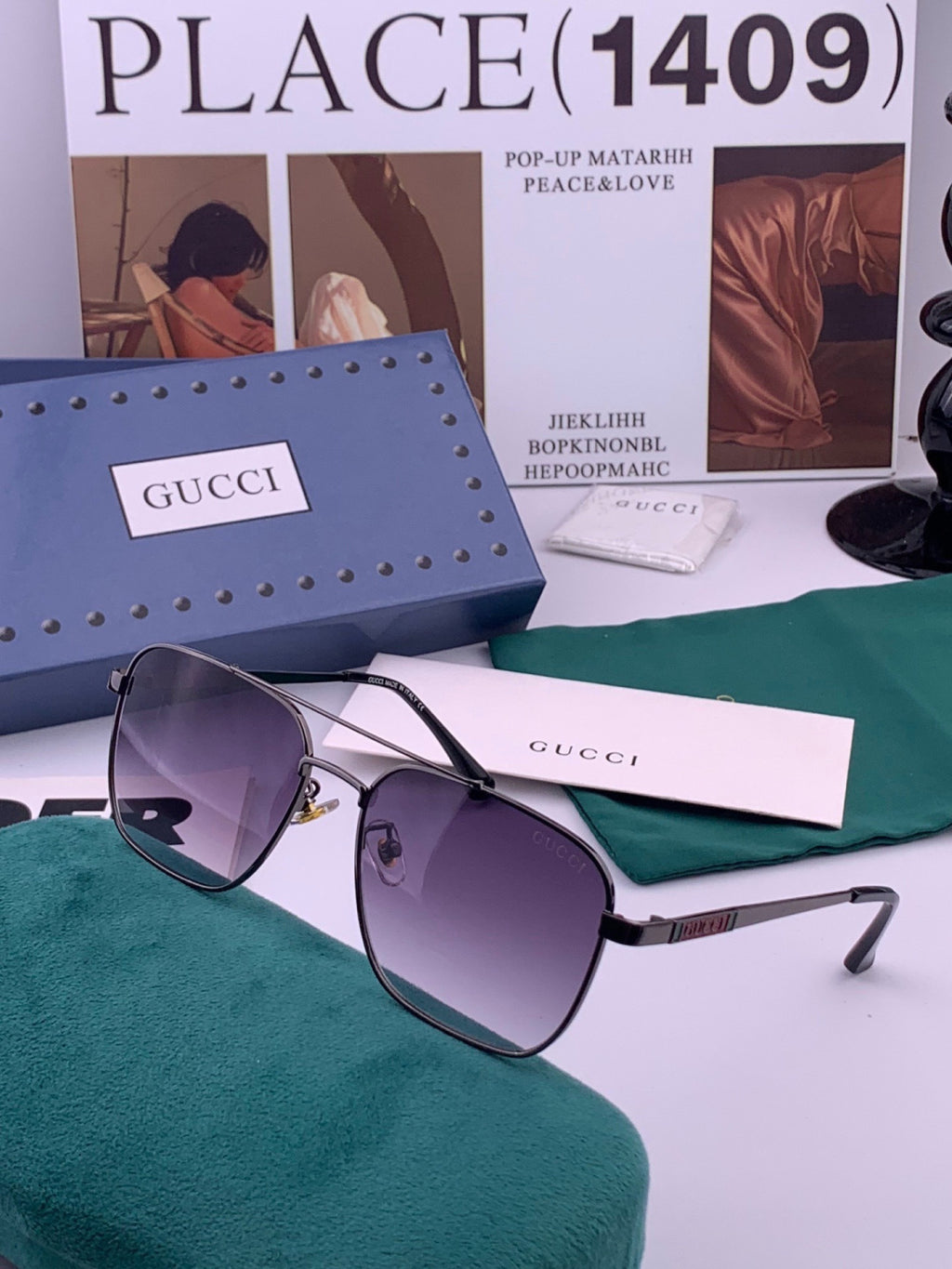 Gucci G1903 Aviator Black Lens Sunglasses for Men & Women - 493404 - detail image 3