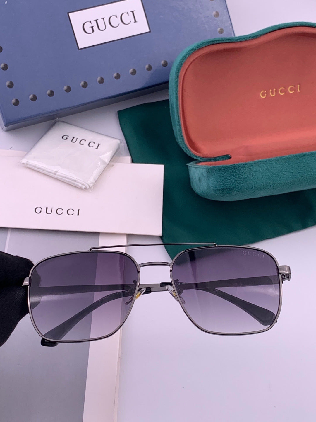 Gucci G1903 Aviator Black Lens Sunglasses for Men & Women - detail image 3