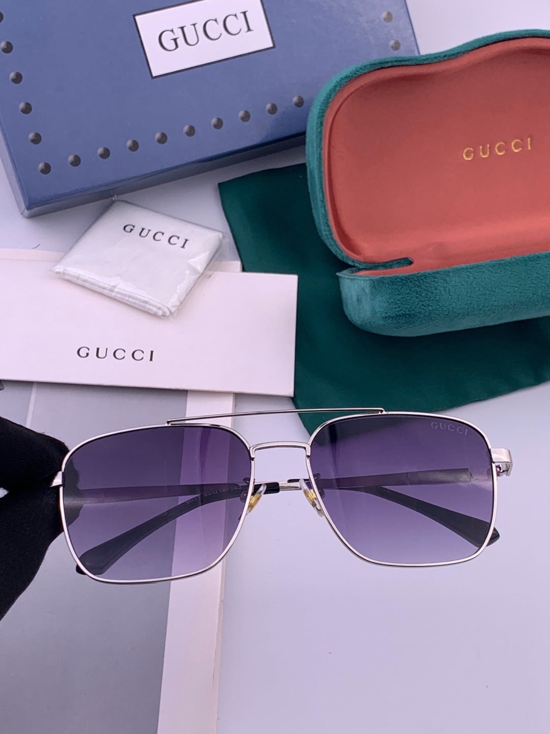 Gucci G1903 Aviator Black Lens Sunglasses for Men & Women - detail image 2