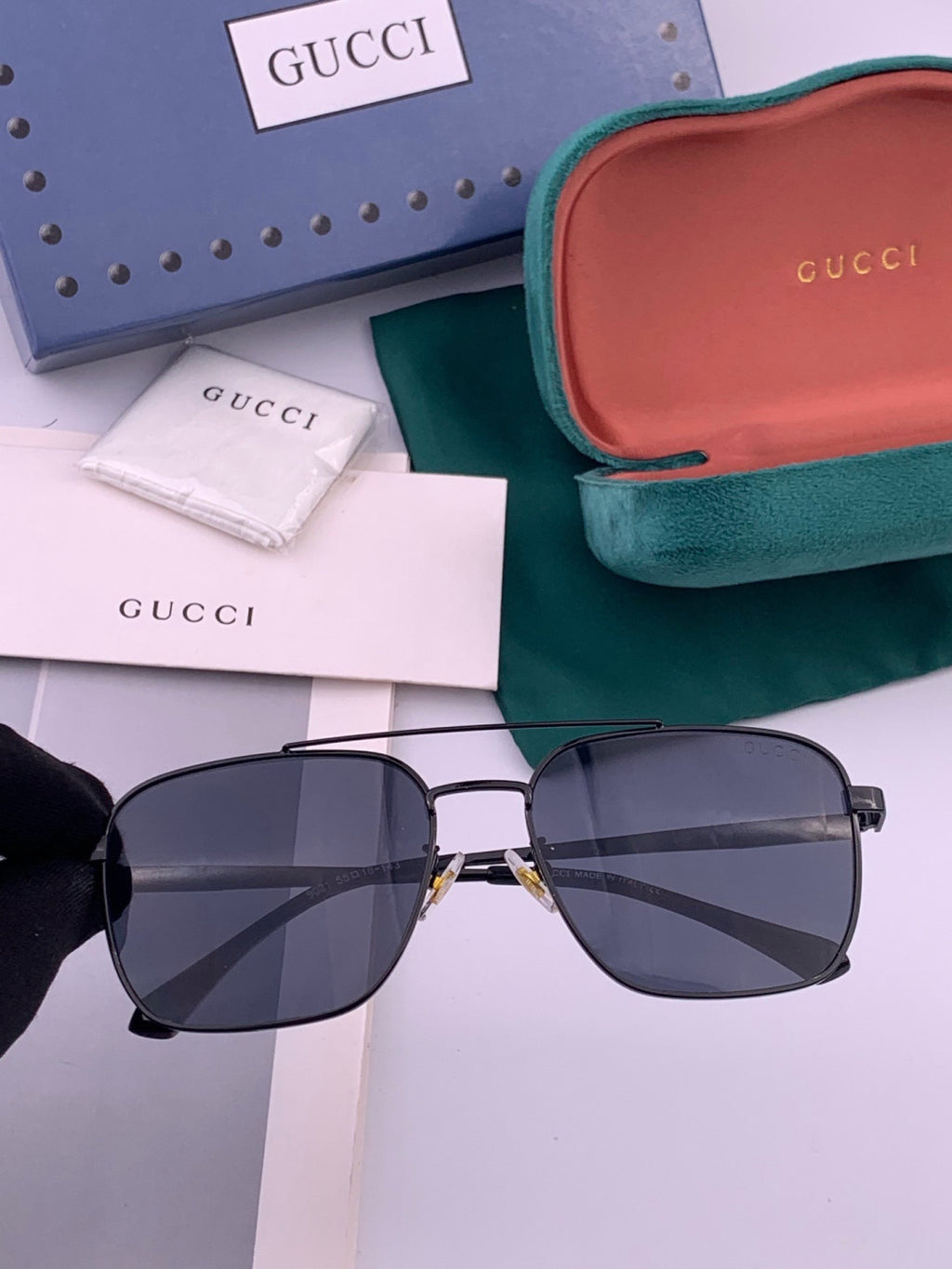 Gucci G1903 Aviator Black Lens Sunglasses for Men & Women - detail image 4