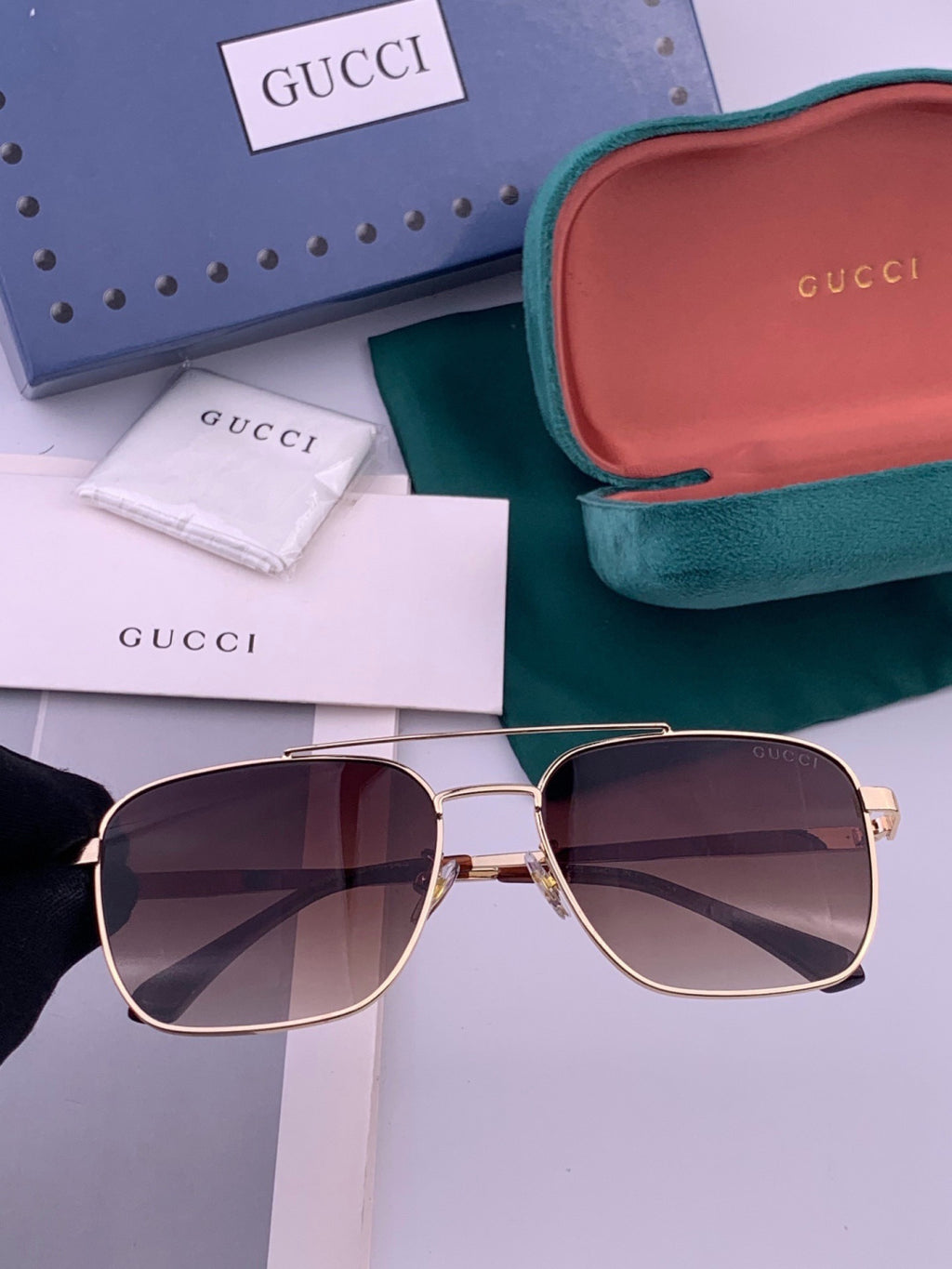 Gucci G1903 Aviator Black Lens Sunglasses for Men & Women