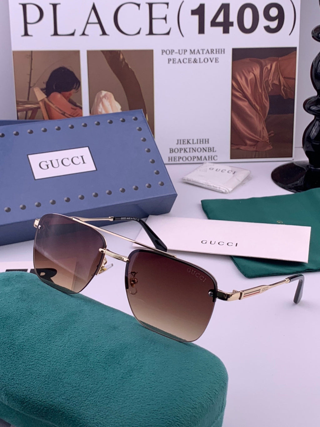 Gucci G8903 Aviator Pink Lens Sunglasses for Men & Women - detail image 6