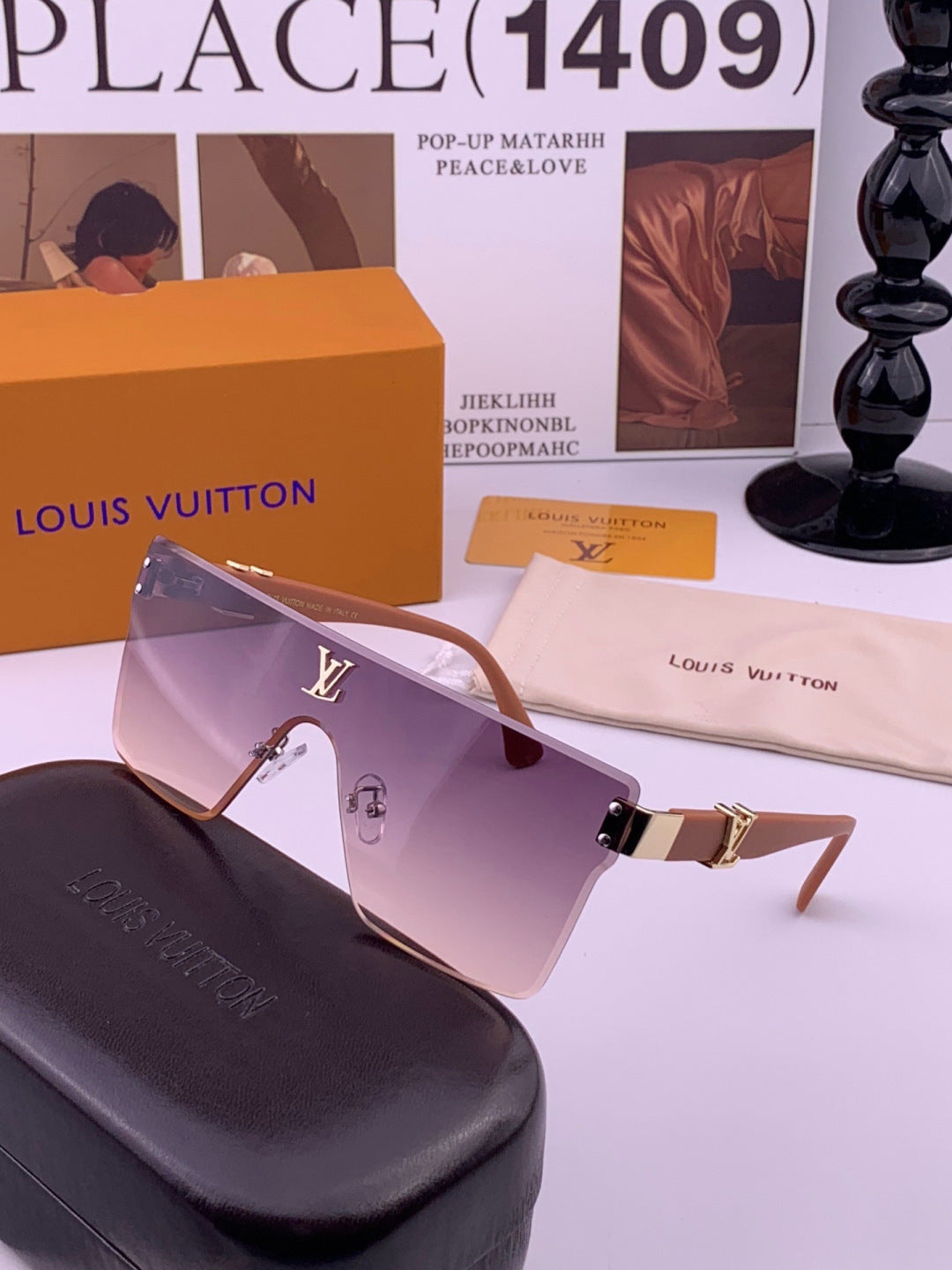Louis Vuitton L36000 Oversized Purple Lens Sunglasses for Men & Women - detail image 2