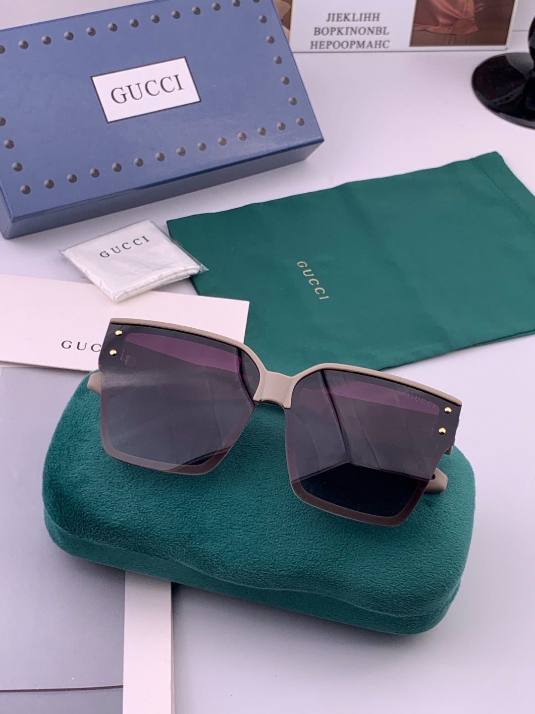 Gucci G7290 Metal Square Red Lens Sunglasses for Men & Women - detail image 6