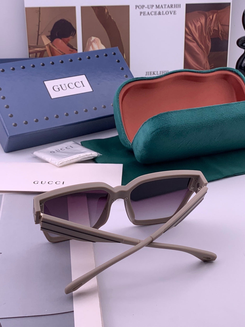 Gucci G7290 Metal Square Red Lens Sunglasses for Men & Women - detail image 5