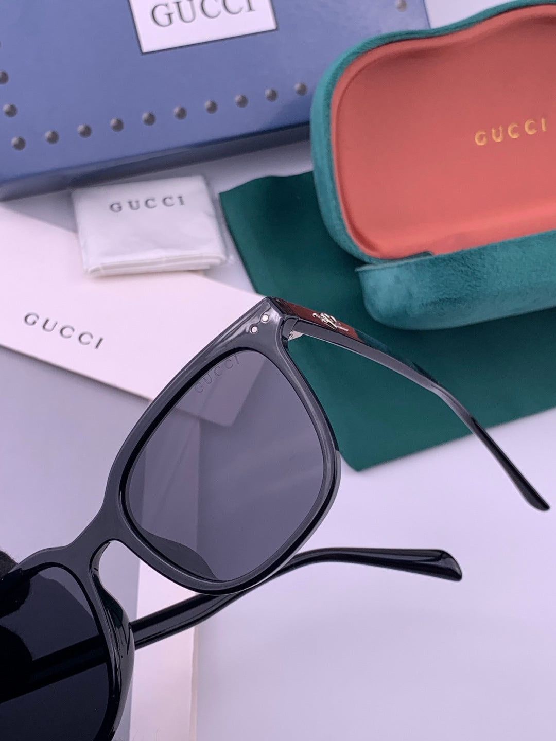 Gucci G12040 Polarized Square Black Lens Sunglasses for Men & Women - 493416
