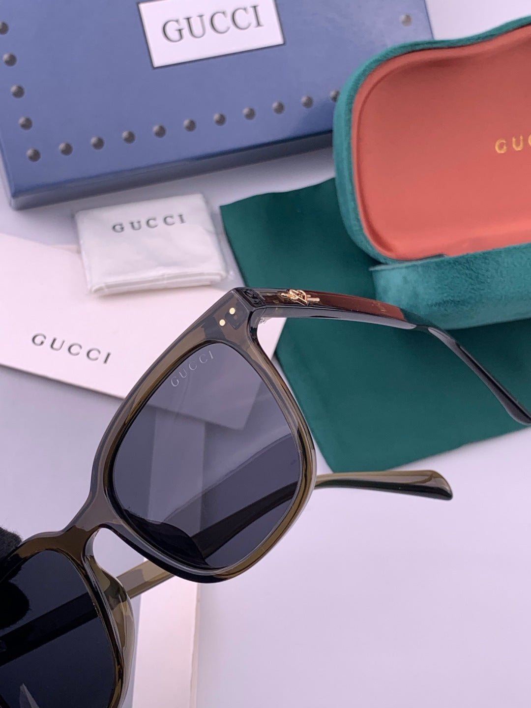 Gucci G12040 Polarized Square Black Lens Sunglasses for Men & Women