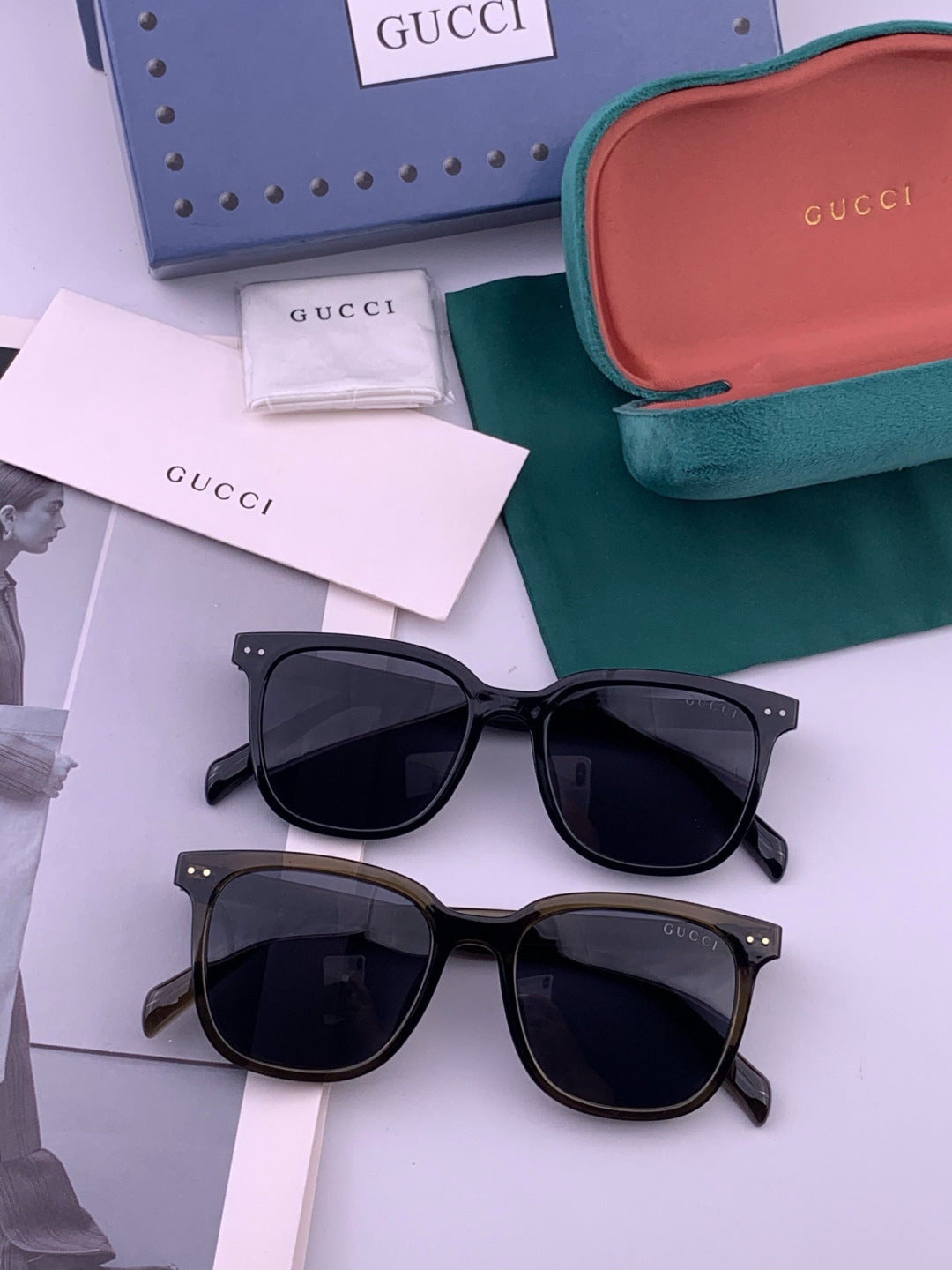 Gucci G12040 Polarized Square Black Lens Sunglasses for Men & Women - detail image 7