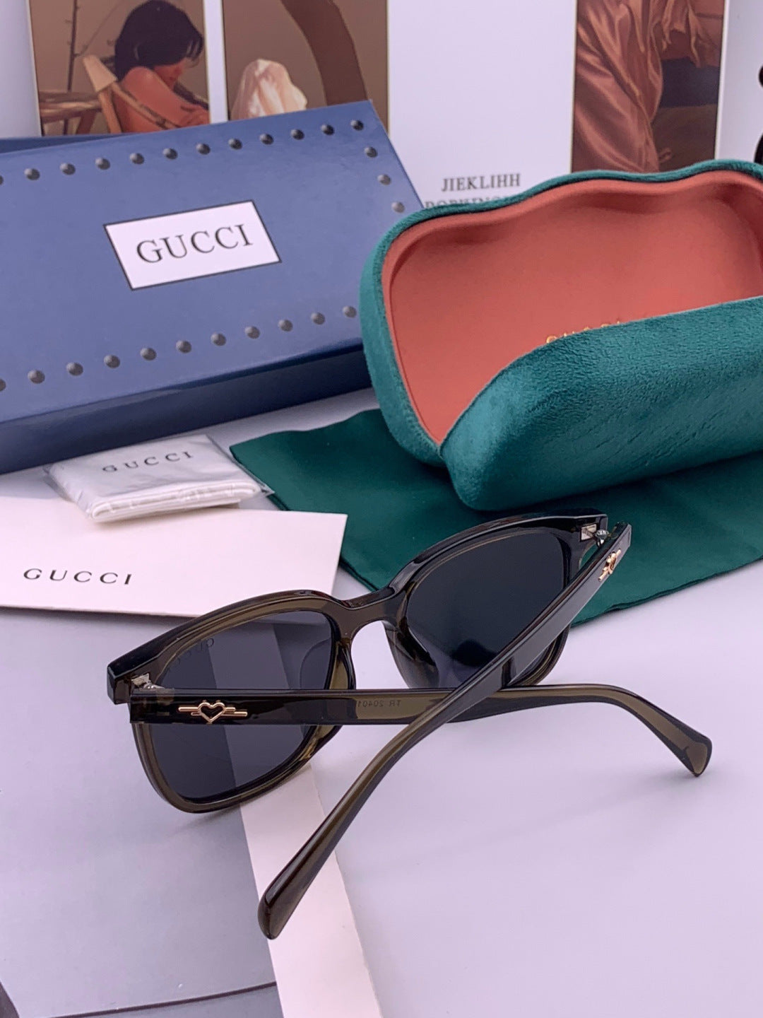 Gucci G12040 Polarized Square Black Lens Sunglasses for Men & Women - detail image 3