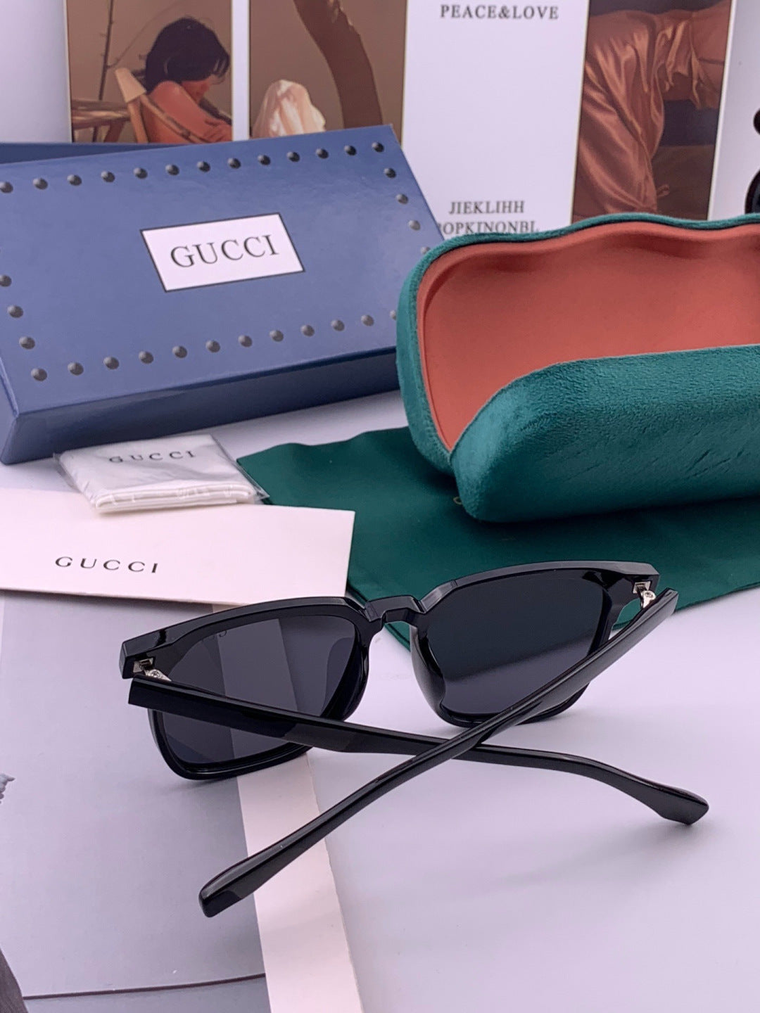 Gucci G12032 Polarized Square Gold Lens Sunglasses for Men & Women - detail image 4