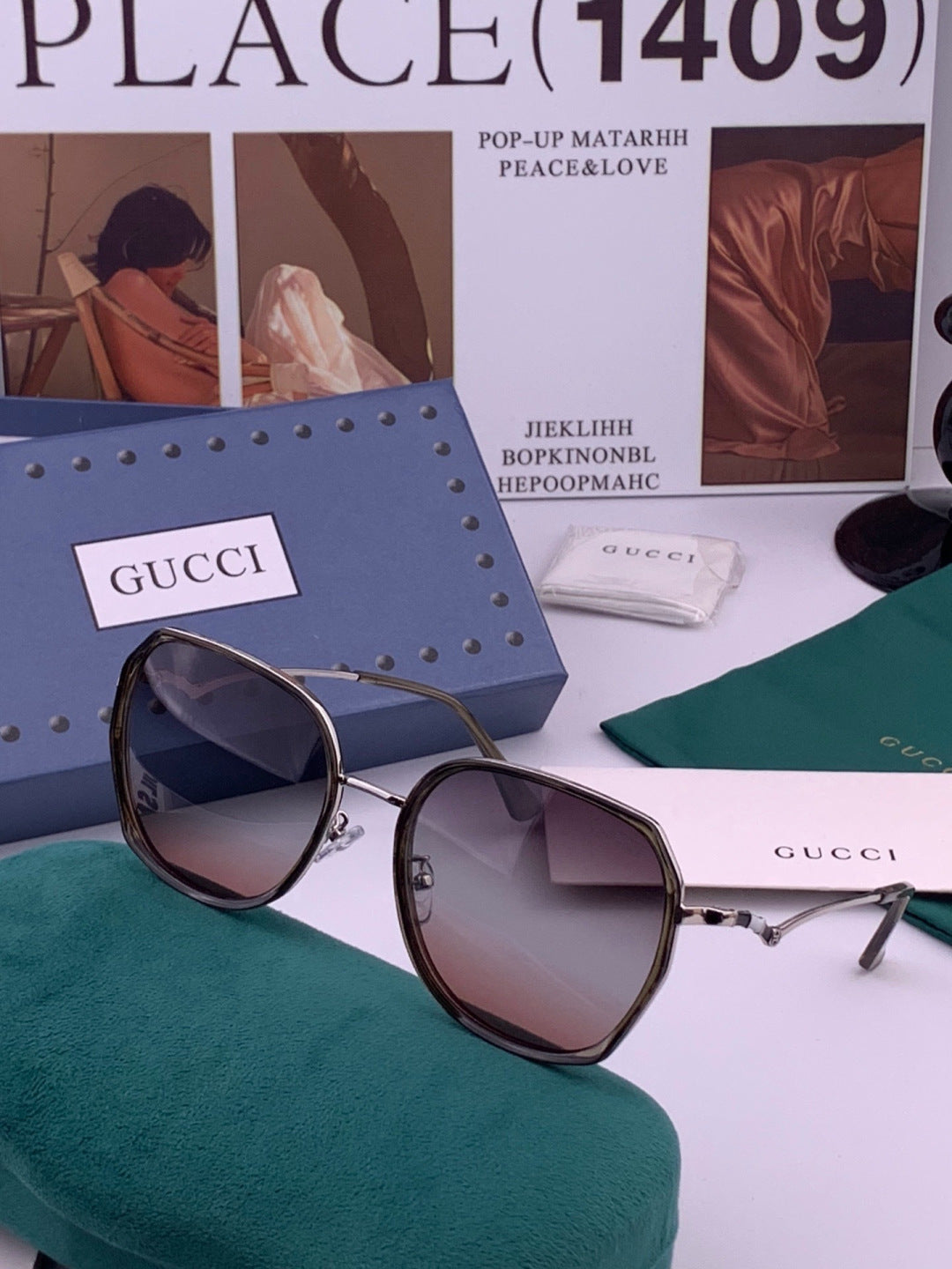 Gucci G6211 Polarized Square Brown Lens Sunglasses for Women - detail image 3