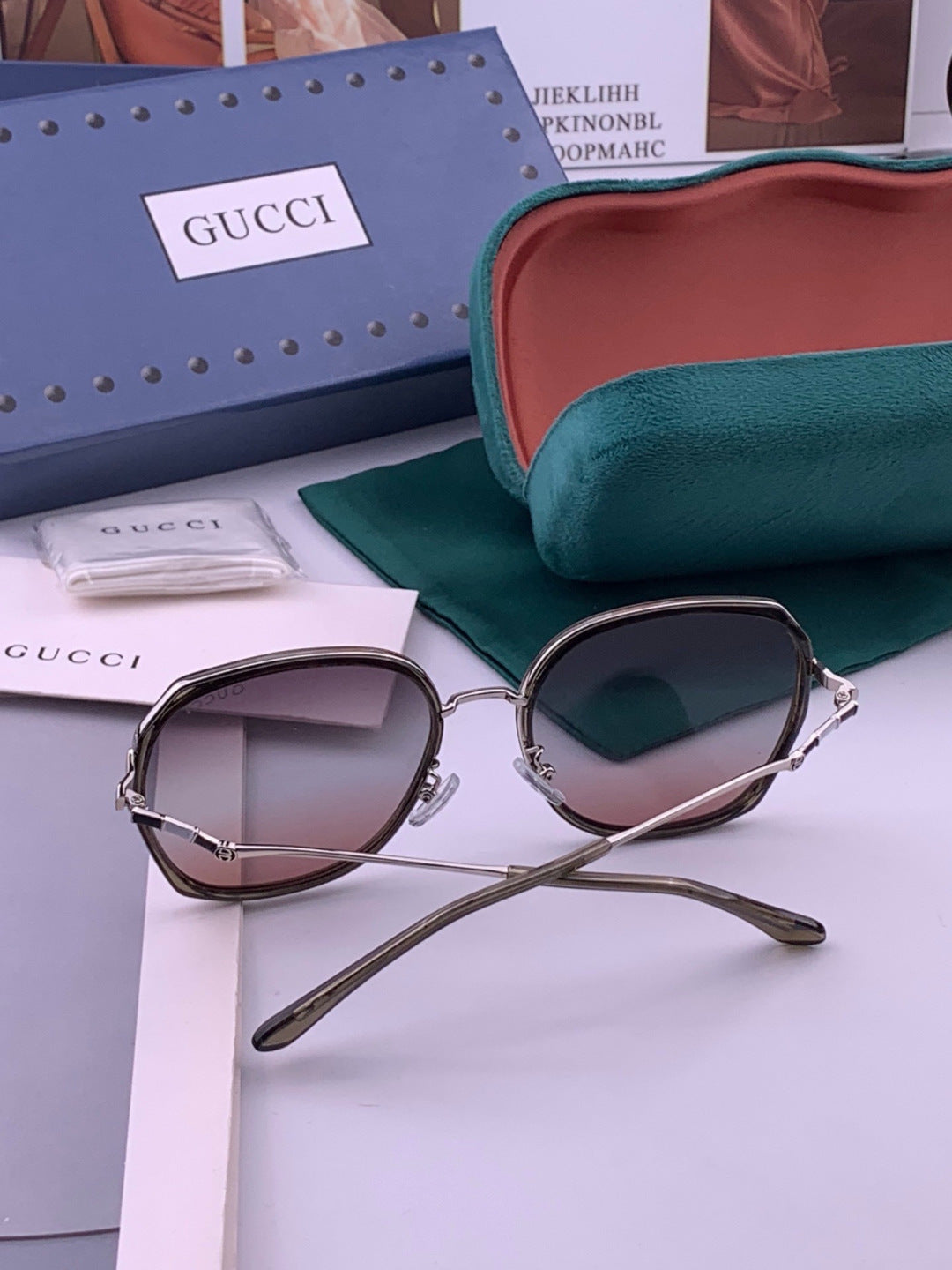 Gucci G6211 Polarized Square Brown Lens Sunglasses for Women - detail image 6
