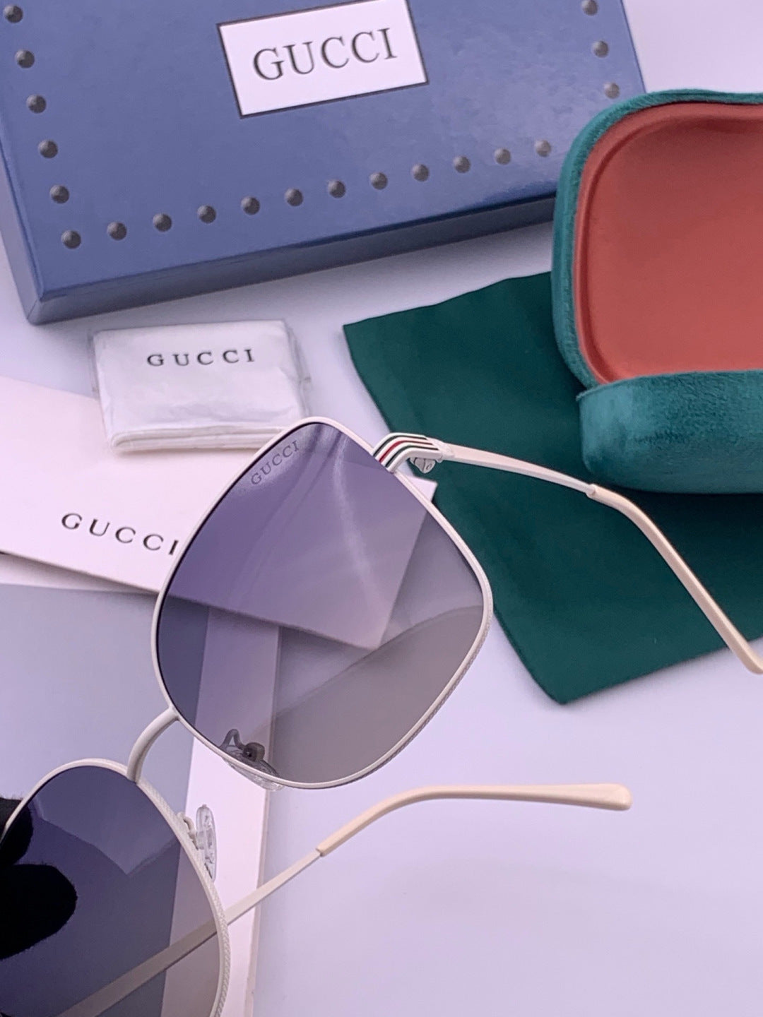 Gucci G6730 Metal Square Brown Lens Sunglasses for Men & Women - detail image 3