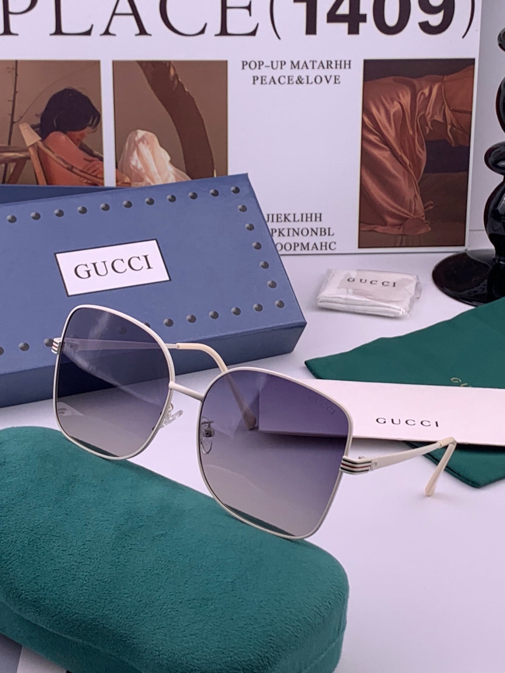 Gucci G6730 Metal Square Brown Lens Sunglasses for Men & Women - detail image 2