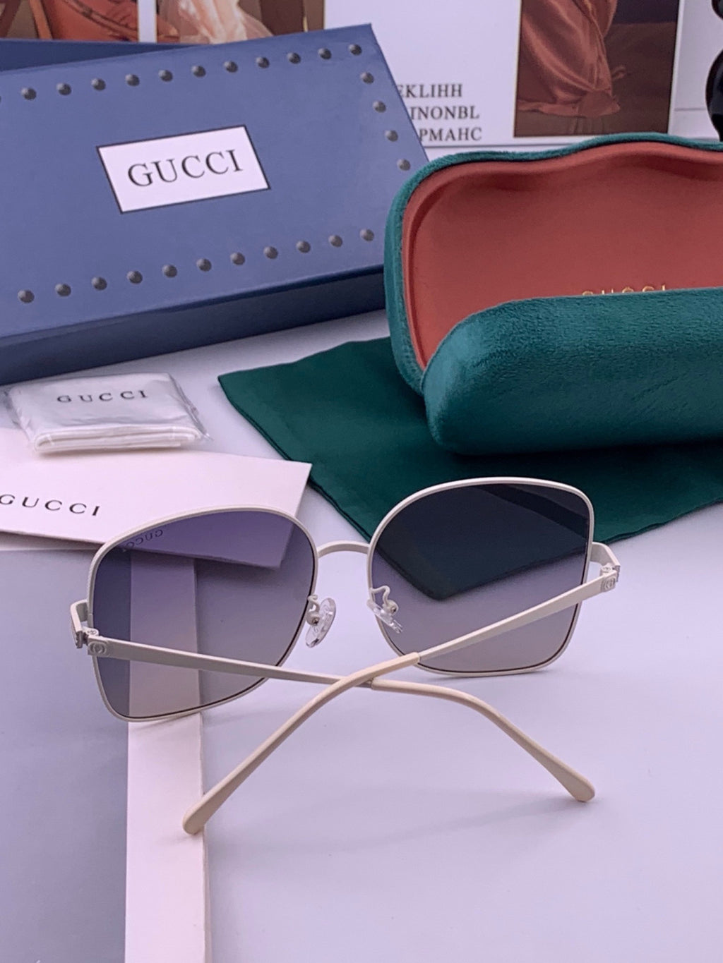 Gucci G6730 Metal Square Brown Lens Sunglasses for Men & Women - detail image 6