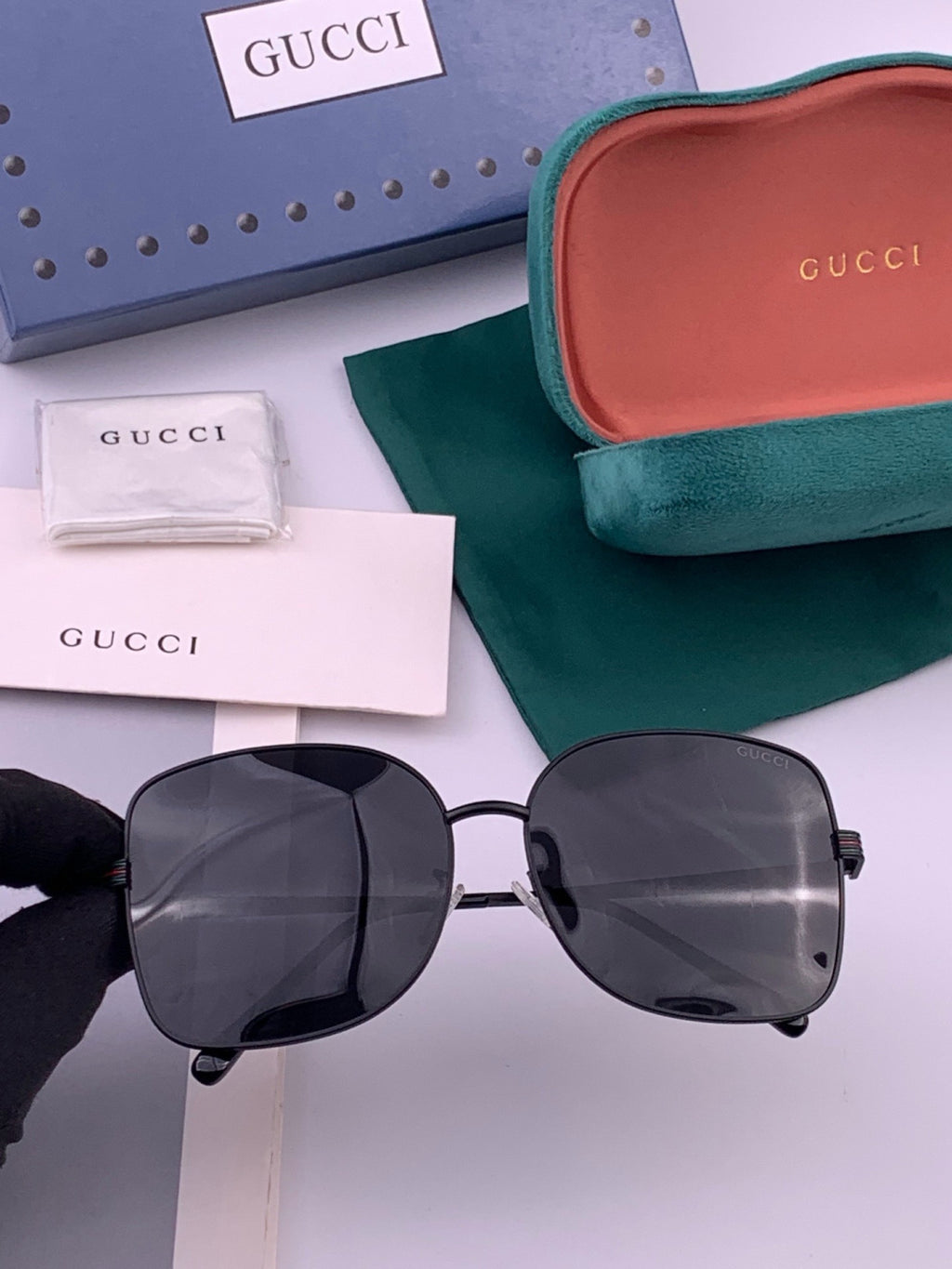 Gucci G6730 Metal Square Gold Lens Sunglasses for Men & Women