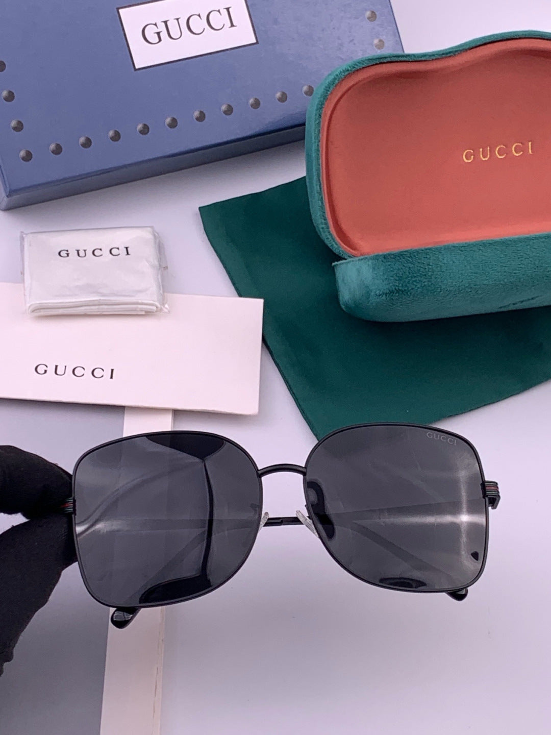 Gucci G6730 Metal Square Gold Lens Sunglasses for Men & Women