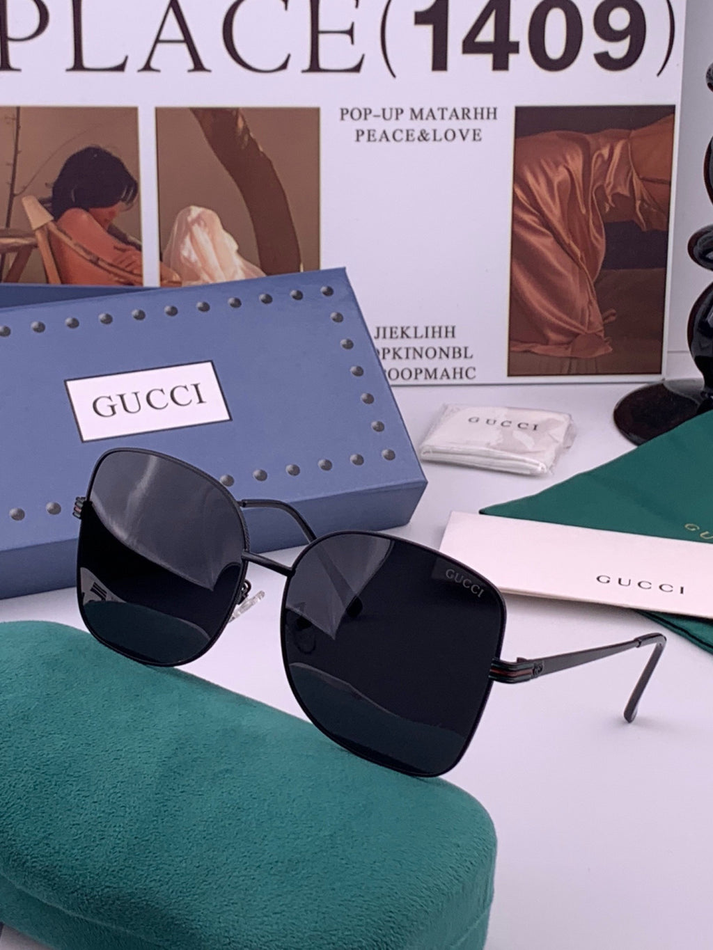 Gucci G6730 Metal Square Gold Lens Sunglasses for Men & Women - detail image 2