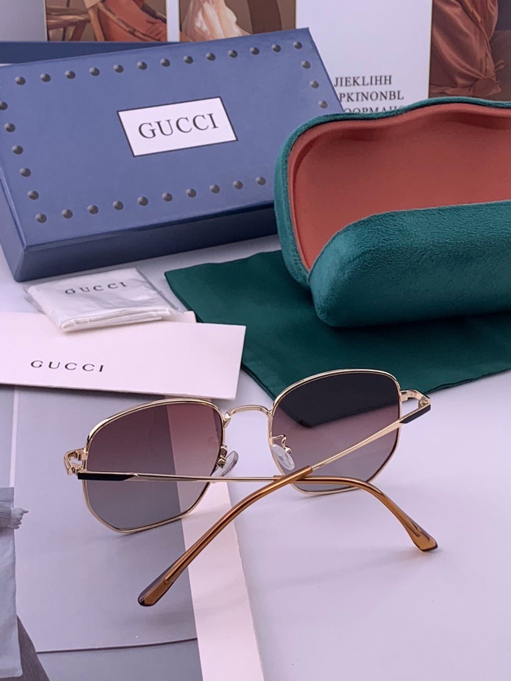 Gucci G9810 Polarized Oversized Black Lens Sunglasses for Men & Women - detail image 3