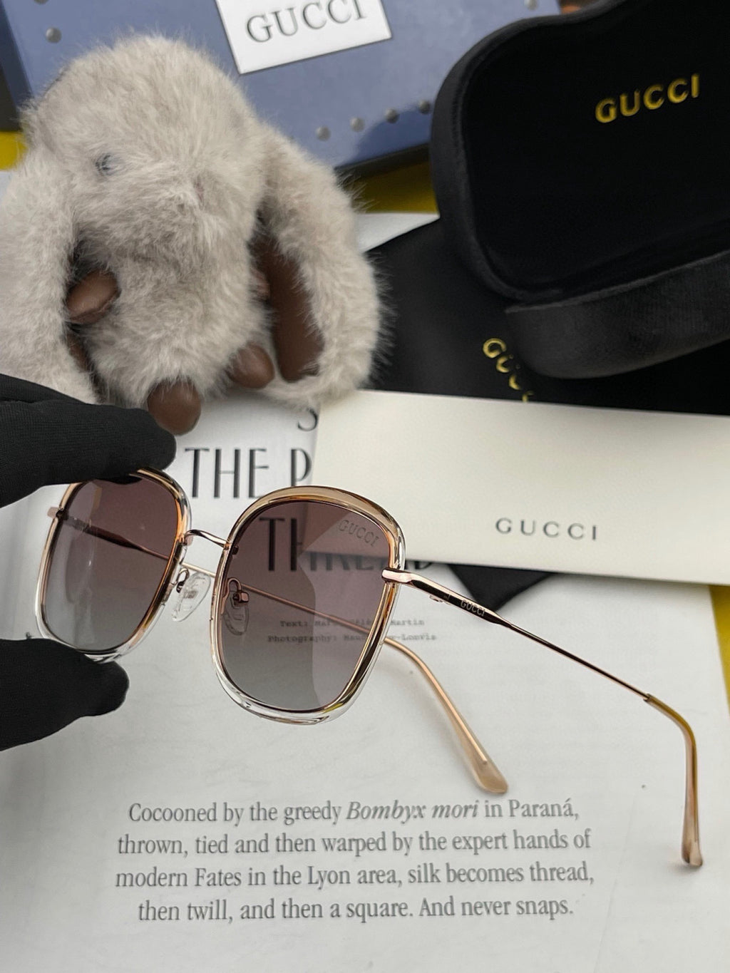 Gucci G2242 Metal Square Gold Lens Sunglasses for Men & Women - detail image 5