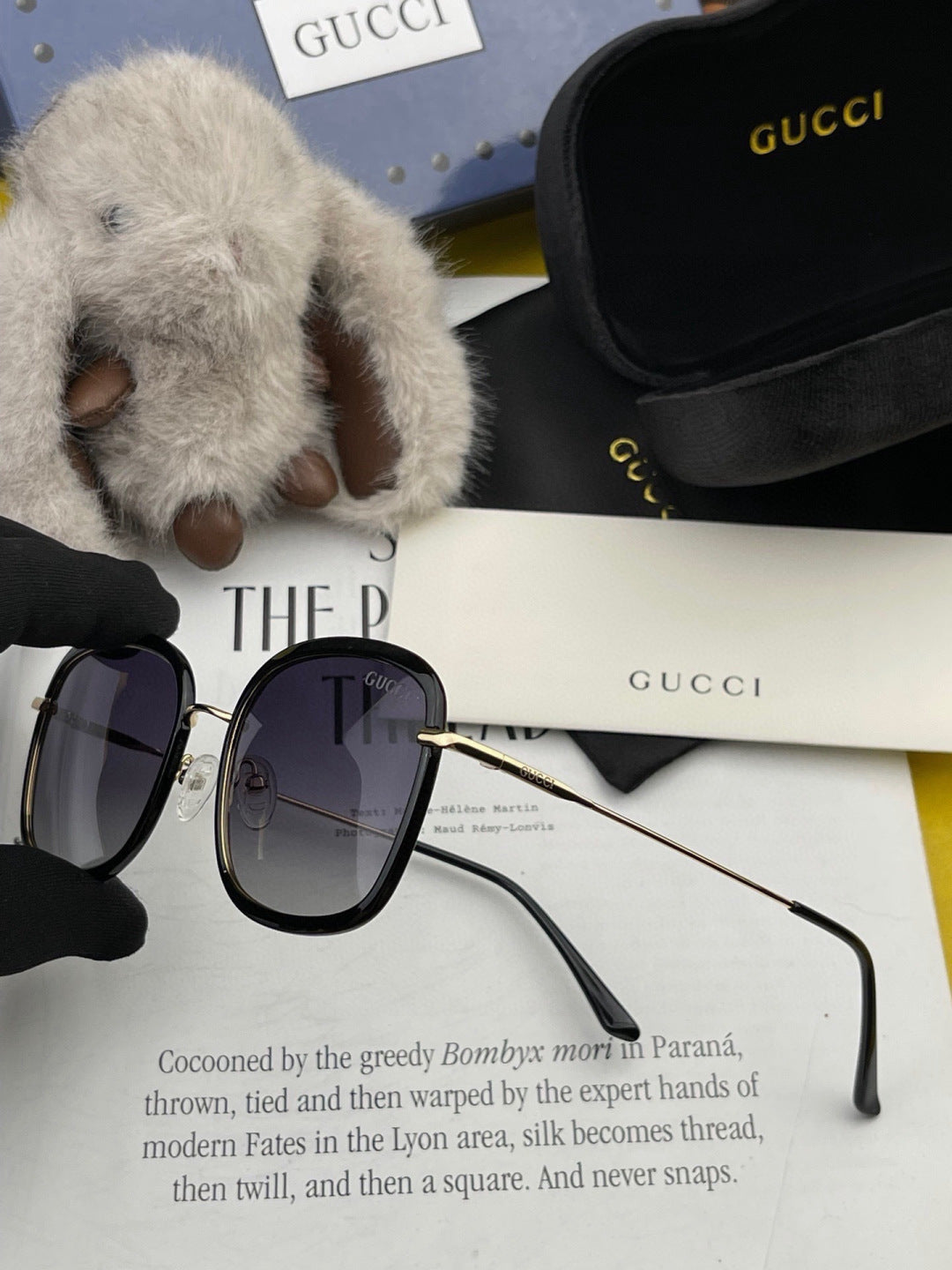 Gucci G2242 Metal Square Gold Lens Sunglasses for Men & Women - detail image 6