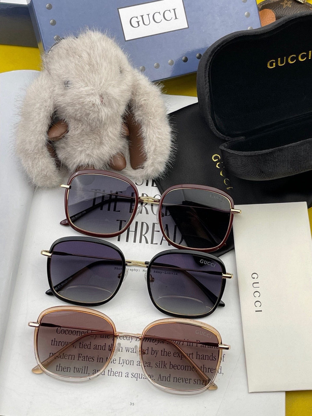 Gucci G2242 Metal Square Gold Lens Sunglasses for Men & Women - detail image 7