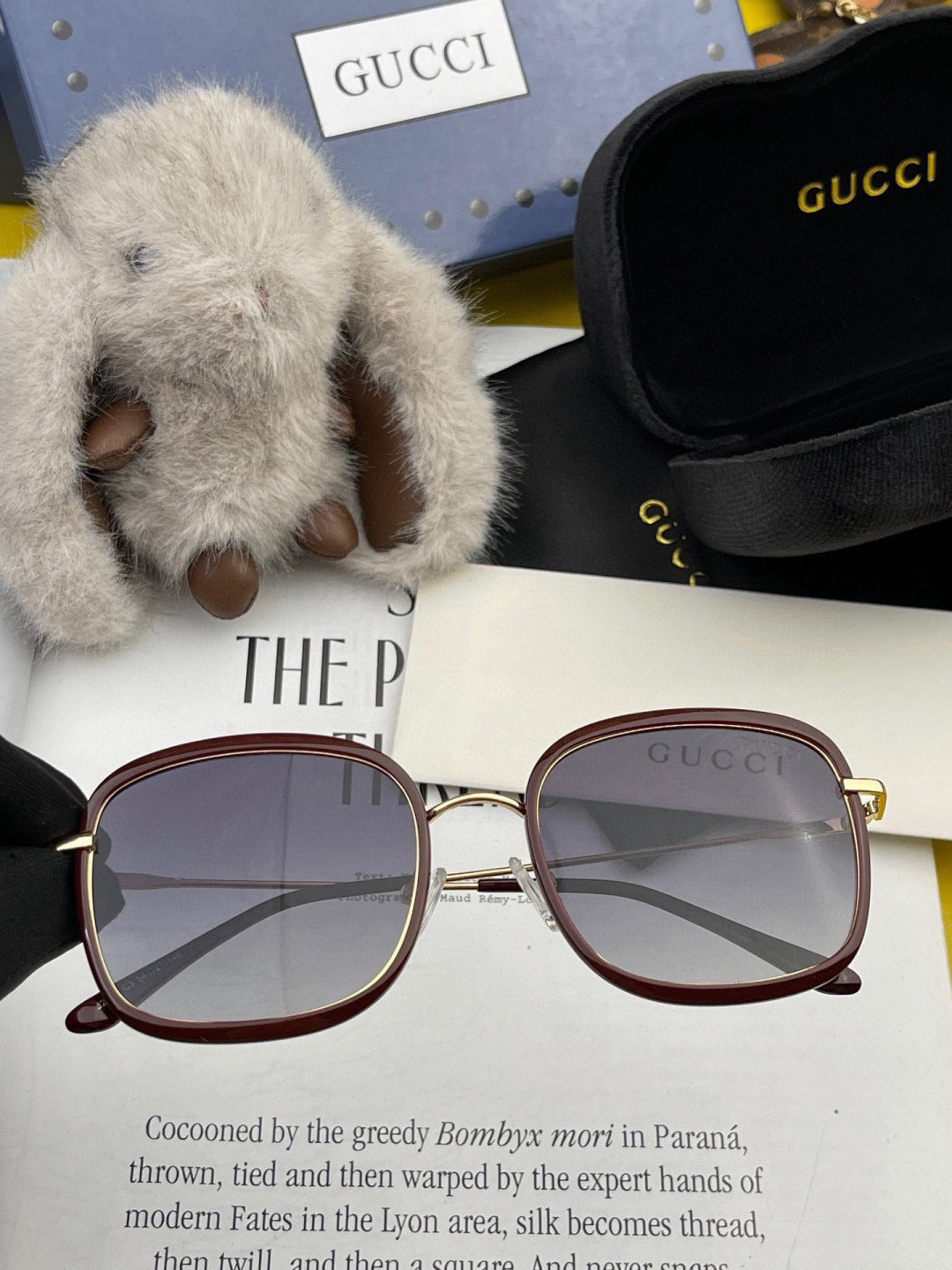 Gucci G2242 Metal Square Gold Lens Sunglasses for Men & Women