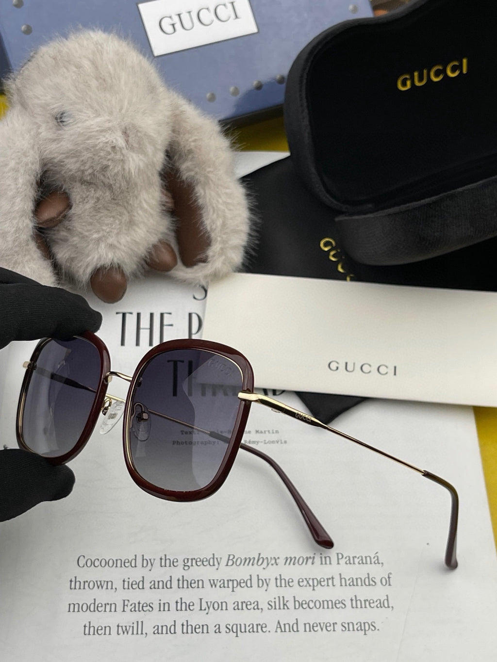 Gucci G2242 Metal Square Gold Lens Sunglasses for Men & Women - detail image 4
