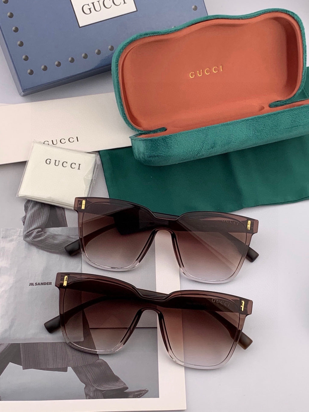 Gucci G7637 Polarized Square Gold Lens Sunglasses for Women - detail image 6