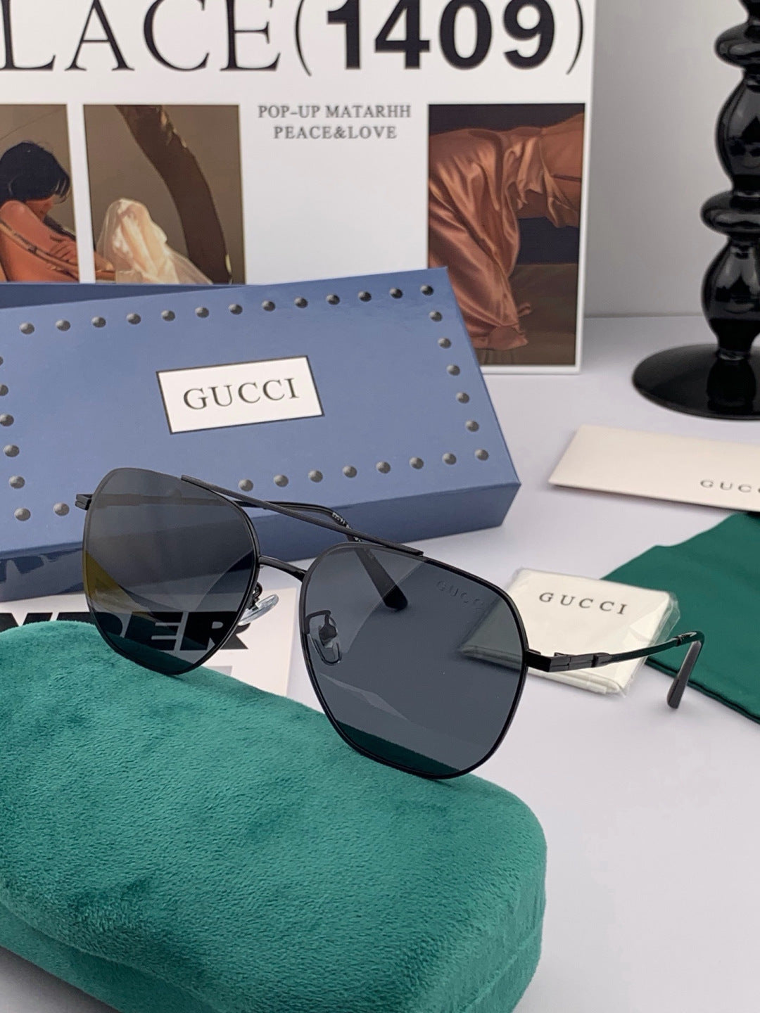 Gucci G18904 Polarized Aviator Brown Lens Sunglasses for Men