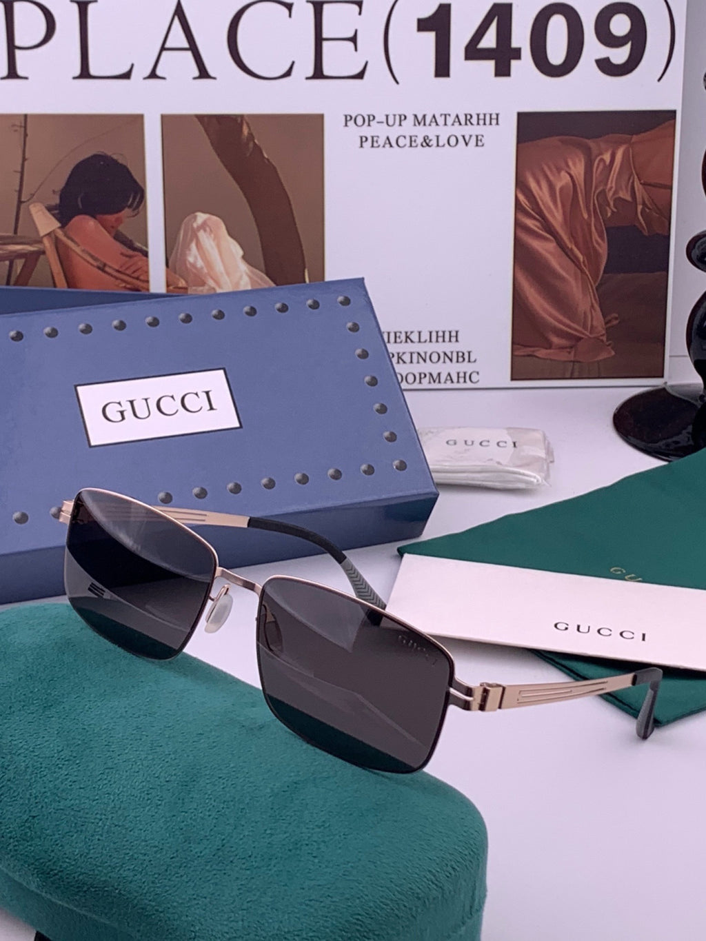 Gucci G4805 Polarized Aviator Black Lens Sunglasses for Men - detail image 2