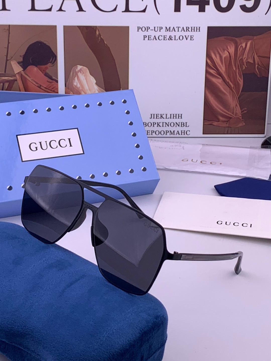 Gucci G11803 Polarized Aviator Orange Lens Sunglasses for Men - detail image 2