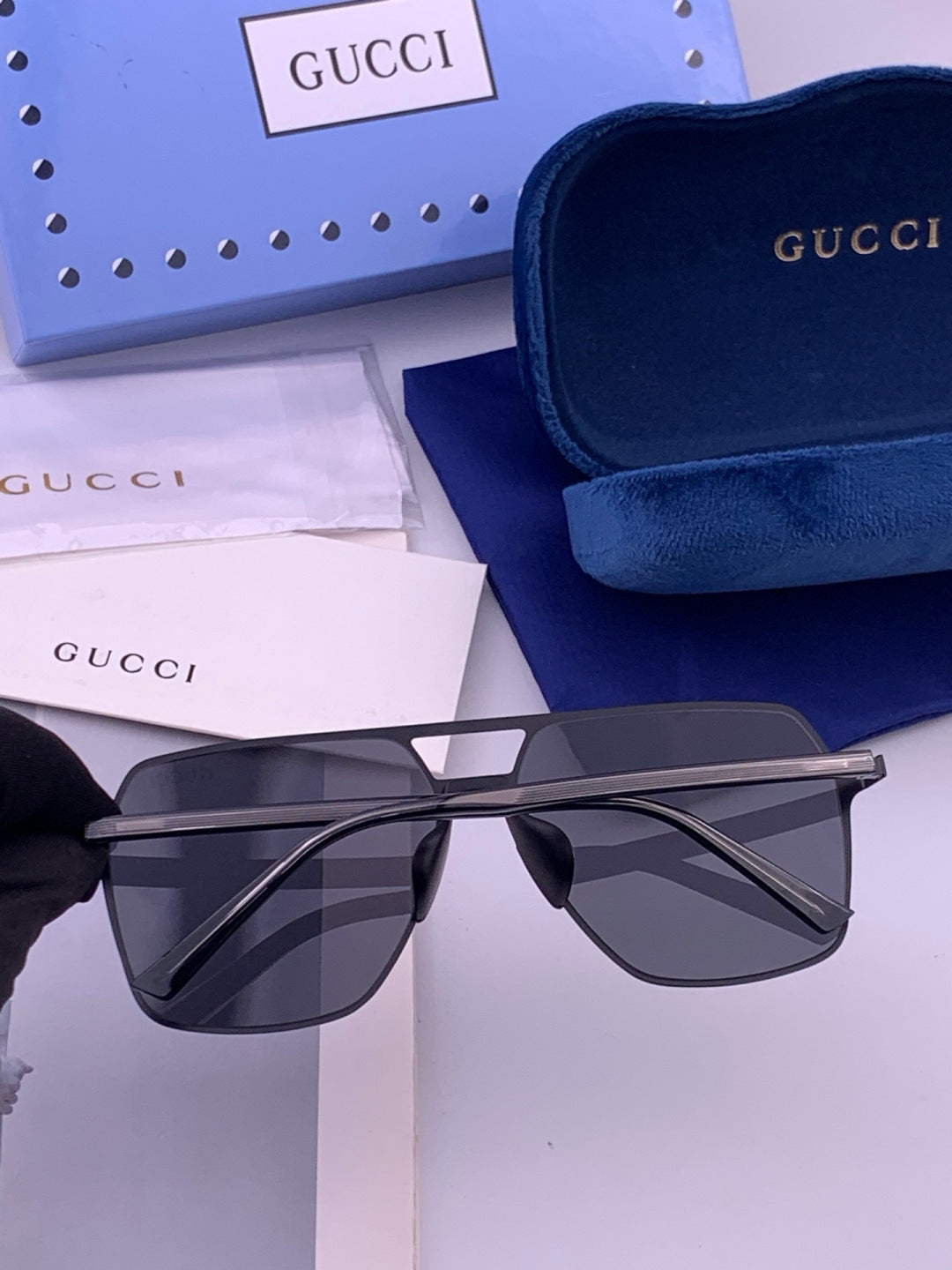 Gucci G11803 Polarized Aviator Orange Lens Sunglasses for Men - detail image 4