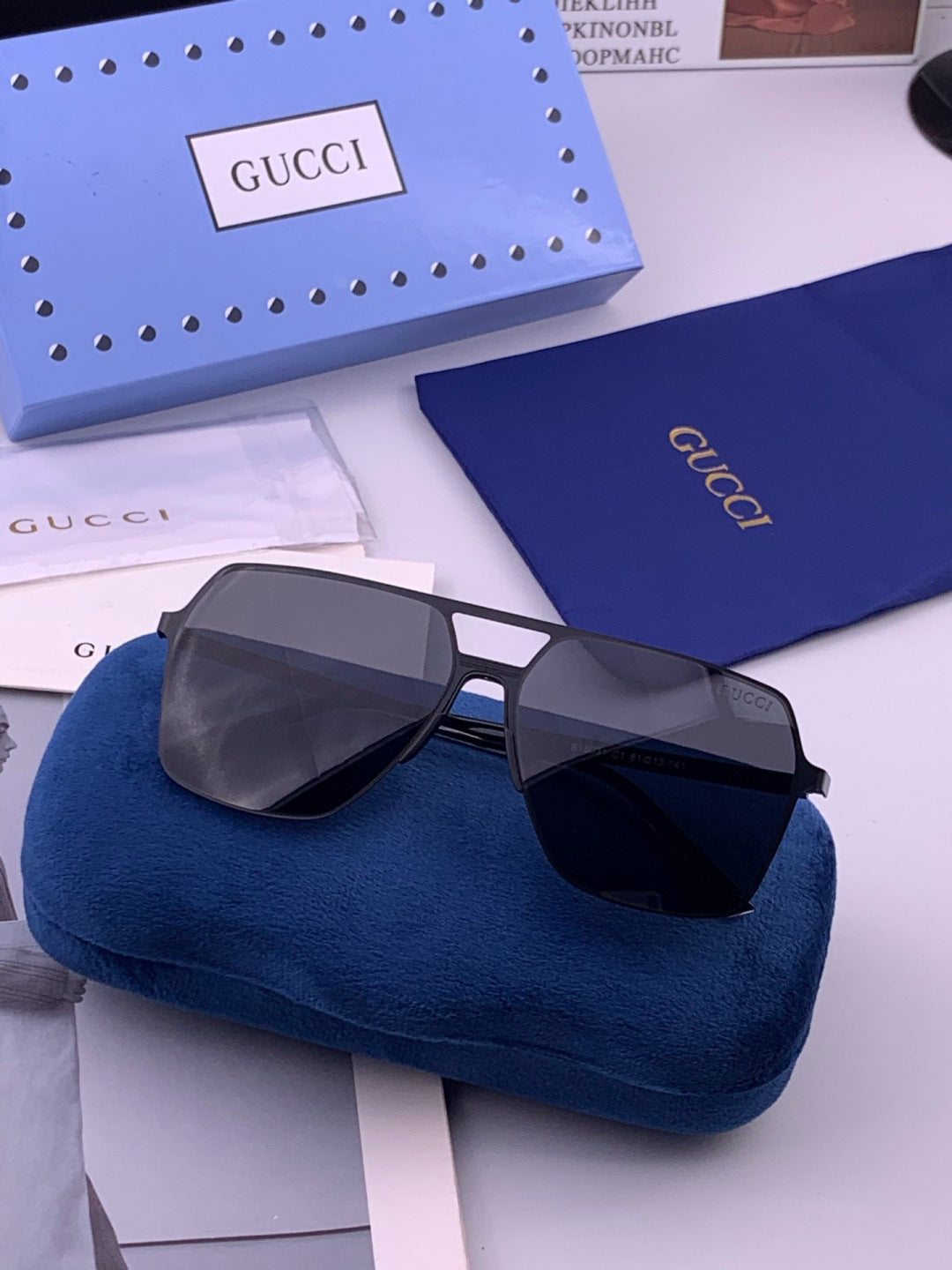 Gucci G11803 Polarized Aviator Orange Lens Sunglasses for Men - detail image 6