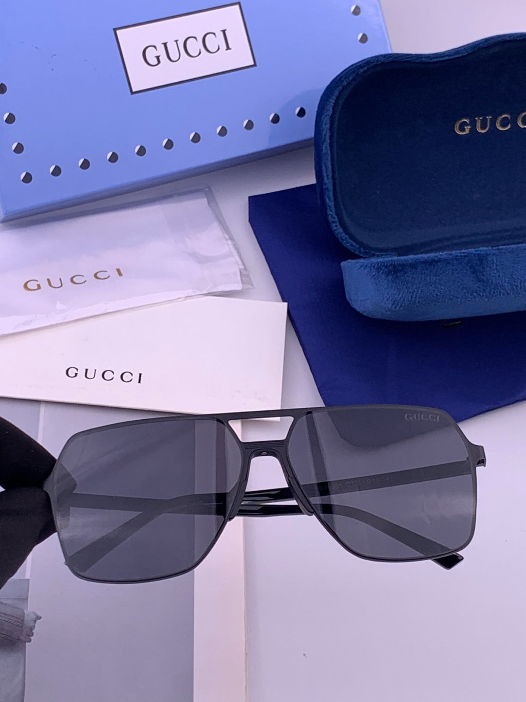 Gucci G11803 Polarized Aviator Orange Lens Sunglasses for Men