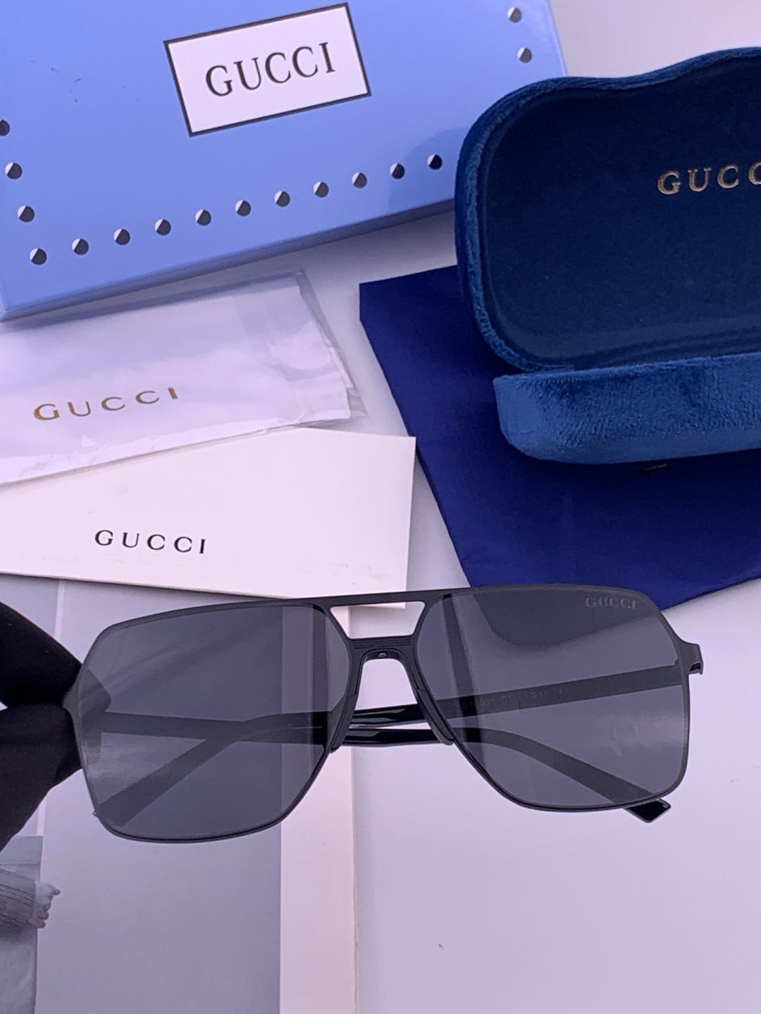 Gucci G11803 Polarized Aviator Orange Lens Sunglasses for Men