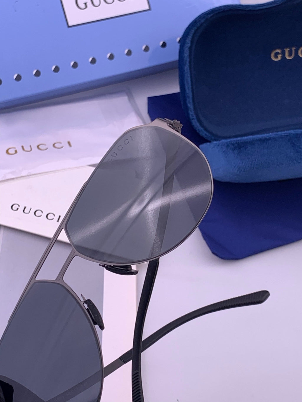 Gucci G2380 Polarized Aviator Orange Lens Sunglasses for Men - detail image 6