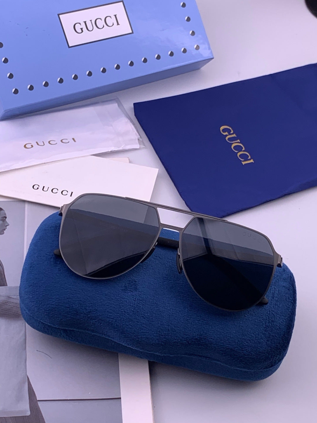 Gucci G2380 Polarized Aviator Orange Lens Sunglasses for Men - detail image 5